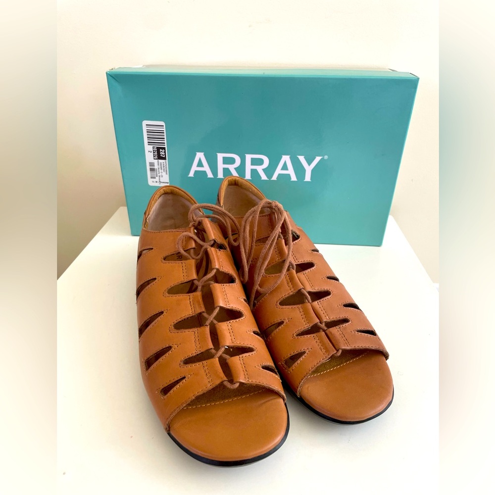 Array Women’s Brown Leather Gladiator Sandals Fla… - image 1